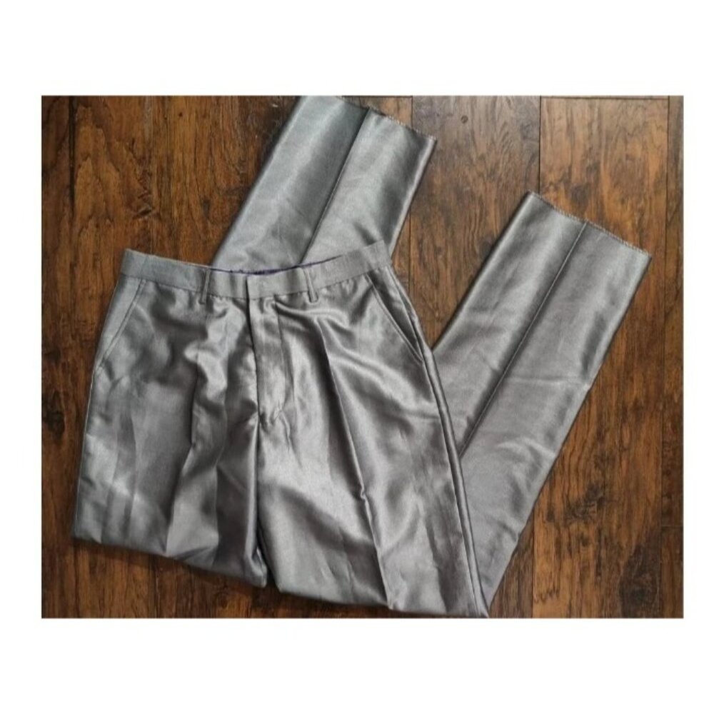 Vinci Men's Dress Pants shiny W34 Unhemmed